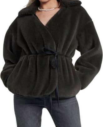 7 For All Mankind Faux Fur Wrap Coat In Kangaroo