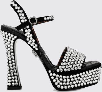 Philipp Plein Sandali platform in camoscio con tacco alto e strass