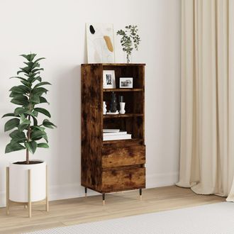 vidaXL Aparador Alto Madera Contrachapada Roble Ahumado 40x36x110 Cm Vidaxl