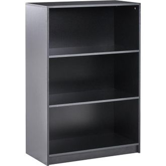Beliani Estanter&iacute;a De 3 Niveles Librer&iacute;a Estilo Minimalista Aglomerado 80 X 40 Cm Negro Zehna
