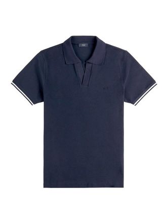 Fay Polo Shirt In Dark Blue Piquet Cotton