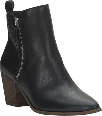 Lucky Brand Bidelia Boots Womens Black Leather Block Heel Bootie Lion903