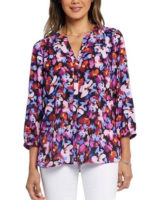 NYDJ Nydj Petite 3/4 Sleeve Pintuck Blouse