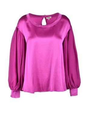 Her Shirt Silk Blouse - Fuchsia