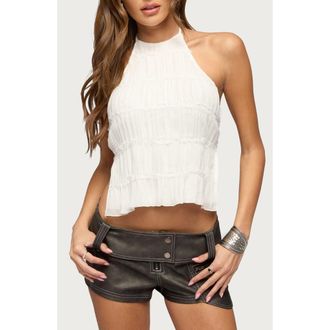 Edikted Amit Tiered Chiffon Backless Top in White at Nordstrom, Size X-Small