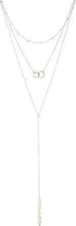 Adornia White Rhodium Plated Triple Strand Interlocking Ring & 19mm Freshwater Pearl Necklace at Nordstrom Rack