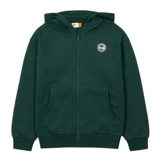 Timberland Logo Zip Hoodie - male - Timberland - Kids Sweatshirts - Green - 12 Y - Kids