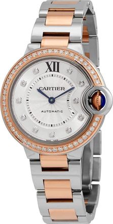Cartier Ballon Bleu Automatic Diamond Silver Dial Ladies Watch w3bb0023