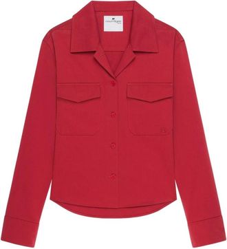Courr&egrave;ges Rood katoenen overhemd met klepzakken - Dames - Overhemden - Rood - XS - Katoen - Overhemden