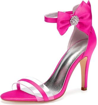 Generic Women Stain Peep Toe High Heels Sandals Bridal Stiletto Wedding Evening Dress Shoes 10.5Cm,Rose red,3 UK