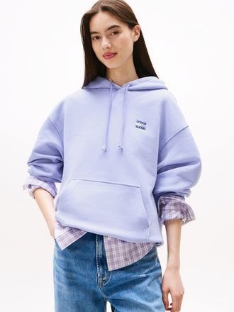 Tommy Jeans Hoodie TOMMY JEANS TJW BXY BADGE HOODIE EXT, Damen, Gr. XXXL(46), vintage iris, Sweatware, Obermaterial: 100% Baumwolle, unifarben, bequem h&uuml;ftlang, R