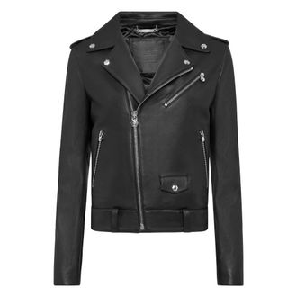 Philipp Plein Biker Leren Jas - Dames - Leren en Su&egrave;de Jassen - Zwart - XS - Leer - Jassen