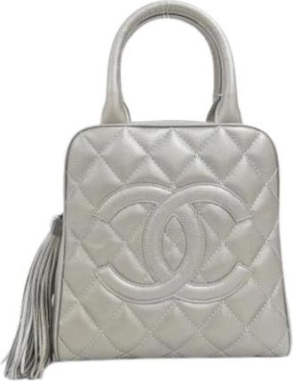 Chanel Pre-owned Vintage Handbag - Dames - Vintage Handtas - Grijs - ONE Size - Leer - Vintage