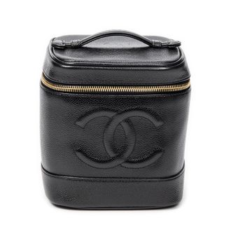 Chanel Pre-owned Womens CC Tall Vanity Case Handbag - Black - One Size