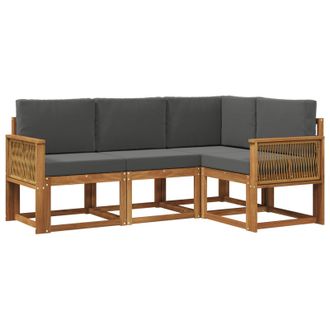 vidaXL Conjunto De Sof&aacute;s De Exterior 4 Pcs Natural Y Antracita Vidaxl