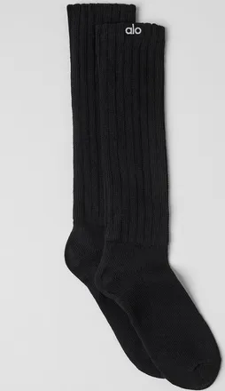 Alo | Scrunch Socks in Black, Size: Medium