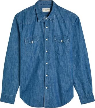 Officine G&eacute;n&eacute;rale Chambray chest-pocket buttoned shirt - Blue