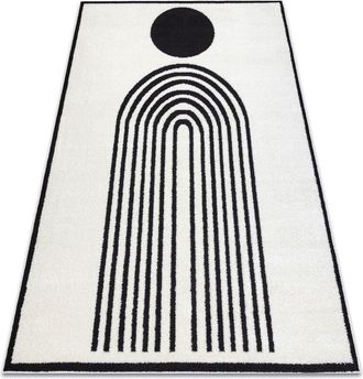 RugsX Rugsx - Carpet mode 8597 geometric cream / black beige 180x270 cm