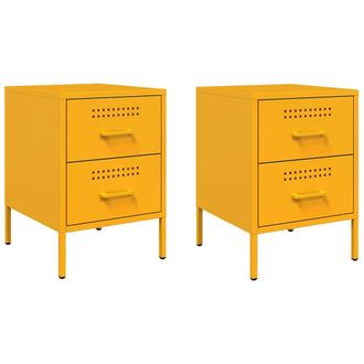 Berkfield Home Bedside Cabinets 2 pcs Mustard Yellow 36x39x50.5 cm Steel