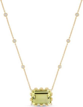 Bony Levy 18K Gold Iris Lemon Quartz & Diamond Pendant Necklace in 18K Yellow Gold at Nordstrom