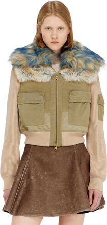 Diesel Bomber jacket with rib-knit and plush trims - Jackets - Woman - Beige