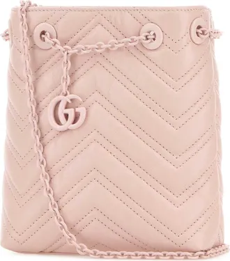 Gucci Womens Marmont Bucket Bag Pink Nappa Leather