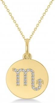 Allurez Diamond Scorpio Zodiac Disk Pendant Necklace 14k Yellow Gold (0.11ct)