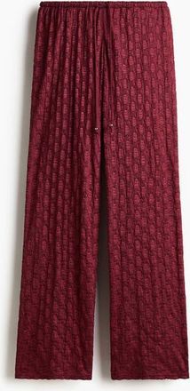 H&M Lace-look Drawstring Trousers in Dark Pink at Nordstrom, Size Xx-Large