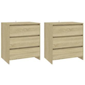 Berkfield Home Decorative 3 Piece Sideboard Sonoma Oak Engineered Wood in Beige