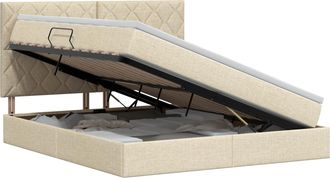 vidaXL Cama Con Almacenamiento Y Colch&oacute;n Crema 160 X 200 Cm Tela Vidaxl