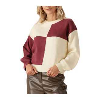Ydence Ecru Gebreide Sweater Cubi - Dames - Ronde hals truien - Veelkleurig - 2XL - Truien & Vesten