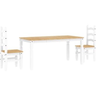 vidaXL Vidaxl - Juego De Comedor Panama 3 Pzas Madera Maciza De Pino Blanco