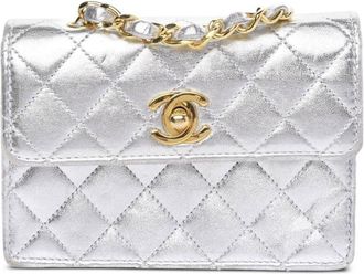 Chanel 1990s Classic Flap mini shoulder bag - unisex - CALFSKIN - One Size - Silver