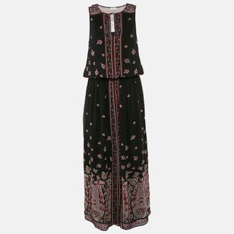Joie Black/multicolor Printed Silk Sleeveless Maxi Dress