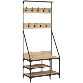 vidaXL Vidaxl - Perchero con zapatero roble Sonoma 80x40x184 cm Marrón