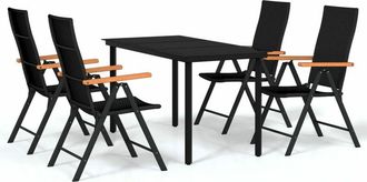 vidaXL Juego De Comedor Para Jard&iacute;n 5 Piezas Negro Vidaxl