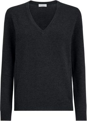 Brunello Cucinelli Cashmere sweater with monili in Anthracite at Nordstrom, Size Xx-Large Eu