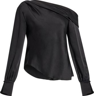 SIMKHAI Alice cold-shoulder satin blouse - women - Polyester/Acetate - S - Black