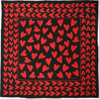 Dolce & Gabbana Heart-Patterned Silk Scarf - Black