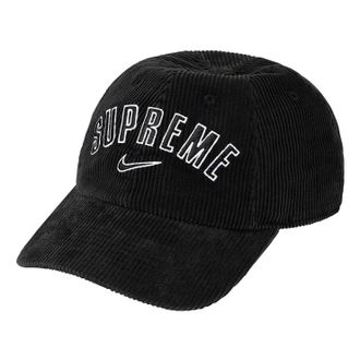 SUPREME x Nike Arc Corduroy 6-Panel Cap Black White DM9047-010