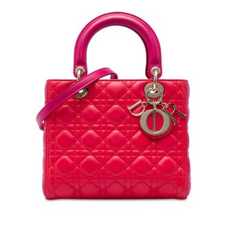 Dior Pre-owned Dior Medium Bicolor Lambskin Cannage Lady Satchel Ladies FTV2ZEXFZAAS1AZ4