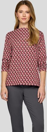 Rabe Langarmshirt RABE, Damen, Gr. 38, merlot, Web, Obermaterial: 70% Polyester, 28% Viskose, 2% Elasthan, Minimalmuster, bedruckt, l&auml;ssig geschnitten h&uuml;ft