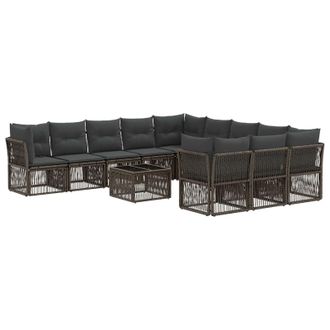 vidaXL Conjunto De Sof&aacute;s De Jard&iacute;n 12 Pcs Gris Rat&aacute;n Sint&eacute;tico Vidaxl
