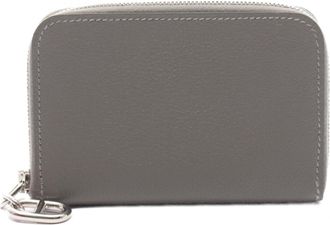 Herm&egrave;s Gray Evercalf Leather Coin Purse/Coin Case (Pre-Owned)