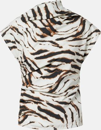 Ganni Zebra-print cotton-blend top