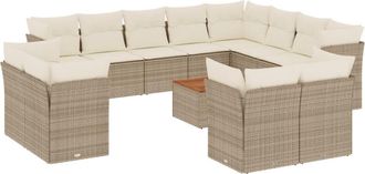 vidaXL Set Sof&aacute;s De Jard&iacute;n Con Cojines 13 Pzas Rat&aacute;n Sint&eacute;tico Beige Vidaxl