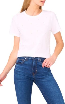 CeCe by Cynthia Steffe Pearly Beaded Top in New Ivory at Nordstrom, Size X-Large