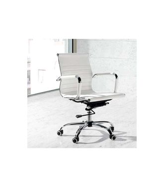 HERDASA Hispanohogar - Silla Despacho Giratoria Elevable Acabado Simil Piel Blanco, 58 Cm(ancho) 90/97 Cm(altura) 64 Cm(fondo)
