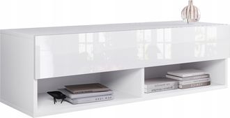 OEM Mueble Para Tv Moderno De 100 Mm Sin Tiradores, Blanco Brillante, De Pie O Colgante Con Led