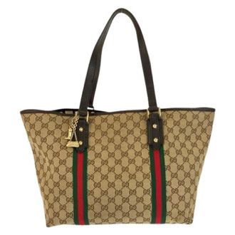 Gucci Pre-owned Tote Bags, female, Brown, Size: ONE SIZE Pre-owned GG Canvas Tote Bag
